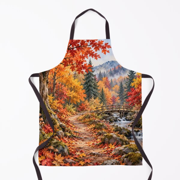 Item preview, Autumn Forest Path with Wooden Bridge and Mountain Stream designed and sold by blankTeeShirt.