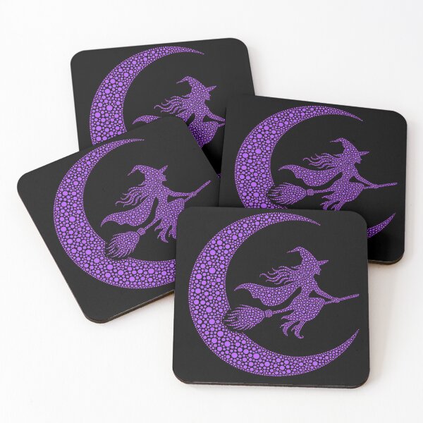 Item preview, Halloween Witch Dot Art Crescent Moon designed and sold by NSB-Design.