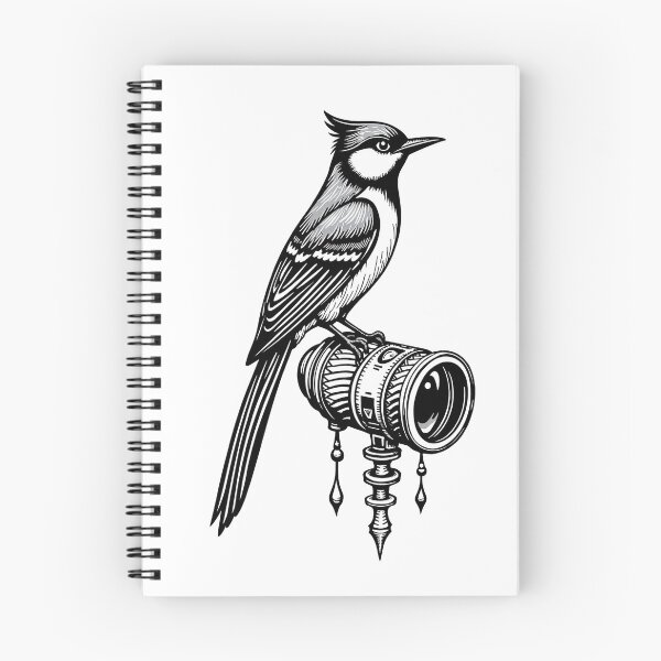 Item preview, Great Tit Bird on Binoculars - Bold Black Line Art Tattoo Flash designed and sold by Qubivibe.
