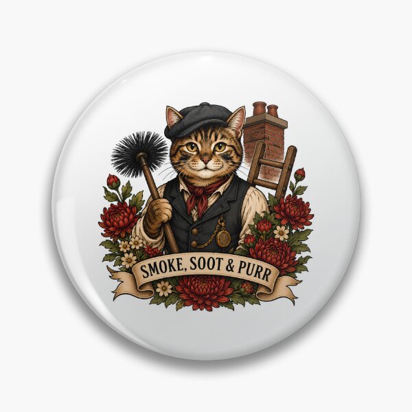 Item preview, Smoke Soot Purr Chimney Sweep Cat Art designed and sold by Old's Cool Cat Studio.