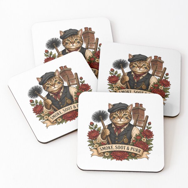 Item preview, Smoke Soot Purr Chimney Sweep Cat Art designed and sold by Old's Cool Cat Studio.