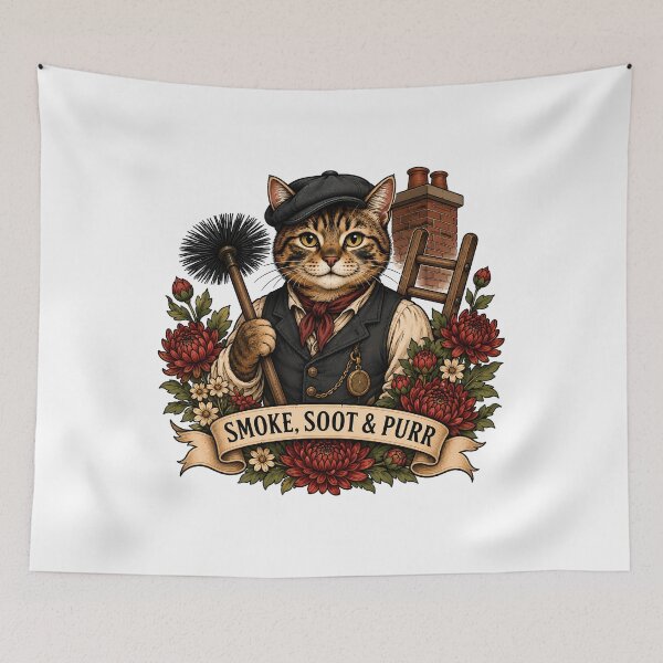 Item preview, Smoke Soot Purr Chimney Sweep Cat Art designed and sold by Old's Cool Cat Studio.