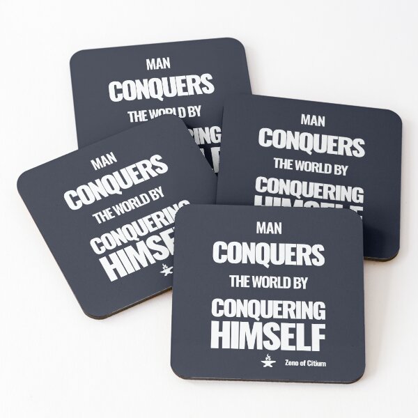 Item preview, Man Conquers the World by Conquering Himself - Zeno of Citium - Bold Stoic Motivational Quote - Light Version designed and sold by Stoic Core.