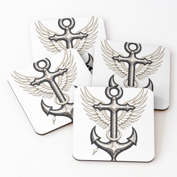 Item preview, Golden Anchor with Wings: Hope and Stability in Faith Tattoo Flash designed and sold by Qubivibe.