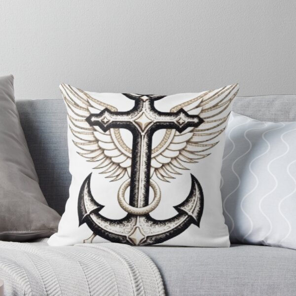 Item preview, Golden Anchor with Wings: Hope and Stability in Faith Tattoo Flash designed and sold by Qubivibe.