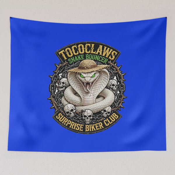 Item preview, White Cobra Snake Bouncer Straw Hat | Surprise Biker Club Patch Graphic   designed and sold by TOCOCLAWS.