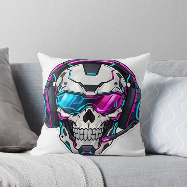 Item preview, Cyberpunk Gamer Skull With Headset Neon Gaming Sticker designed and sold by SnapStickerHub.
