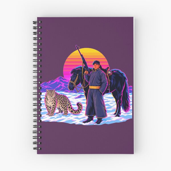 Item preview, Mongolian Warrior, Horse & Snow Leopard Synthwave Portrait designed and sold by KungPowUnicorn.