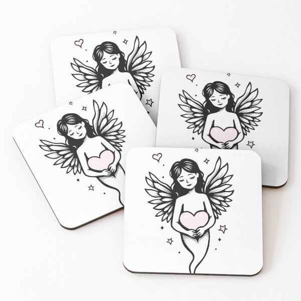 Item preview, Angel with Heart Bow Tattoo Flash designed and sold by Qubivibe.