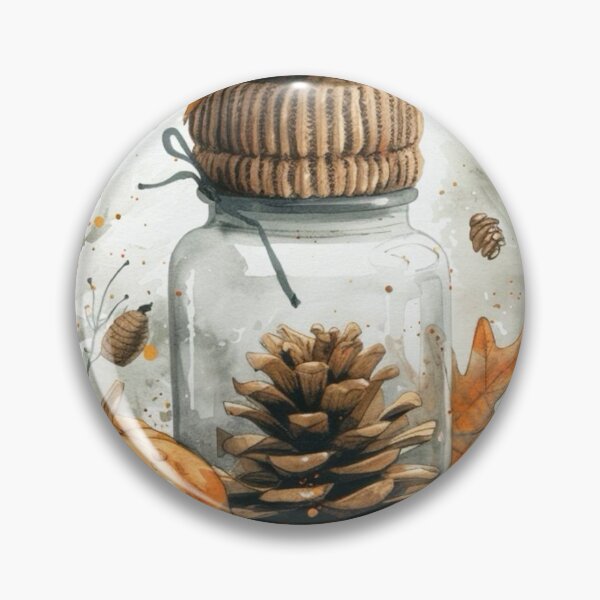 Item preview, Cozy Autumn Watercolor Still Life — Pumpkins Glass Jar Pinecones and Knit Blanket designed and sold by LYAN-STORE.