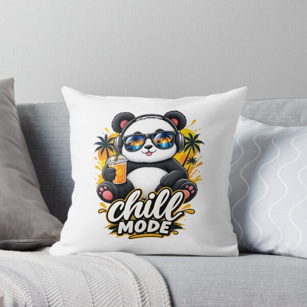 Item preview, Chill Mode Panda with Headphones Summer Vibes Cartoon Design designed and sold by mbmstores.