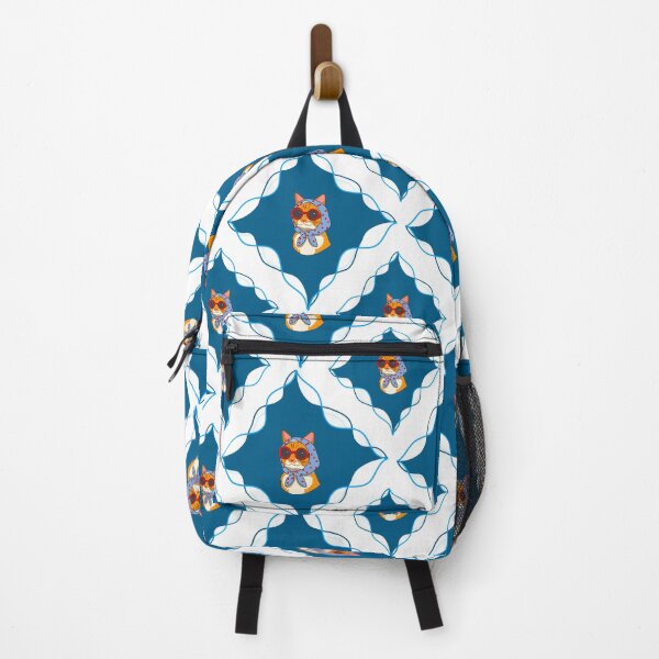 Item preview, Cute cat seamless pattern blue and white background designed and sold by Manyart13031992.