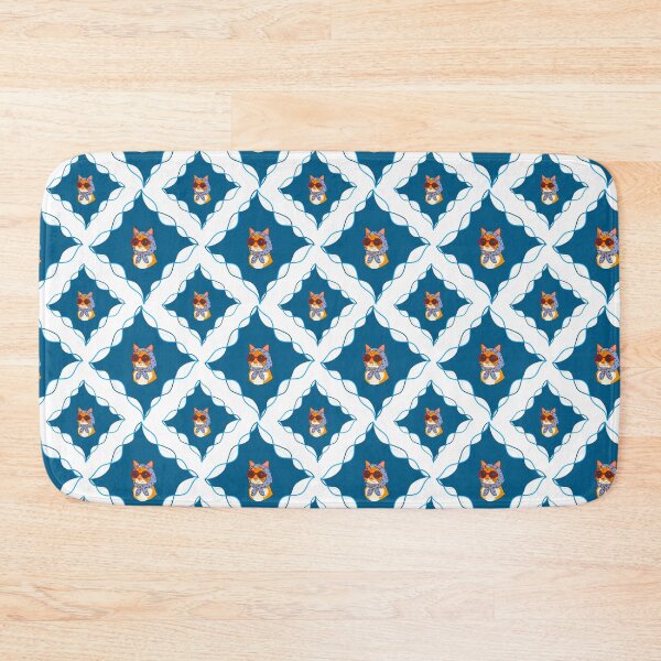 Item preview, Cute cat seamless pattern blue and white background  designed and sold by Manyart13031992.