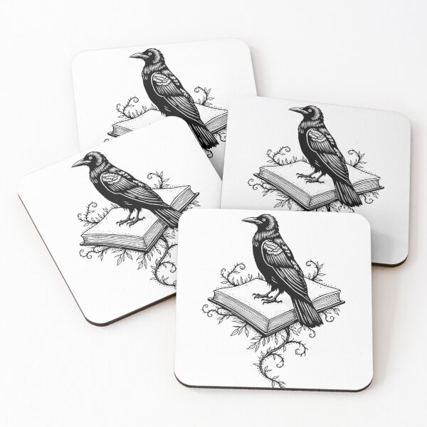 Item preview, Raven and Book Tattoo Flash - Dark Academia Line Art designed and sold by Qubivibe.