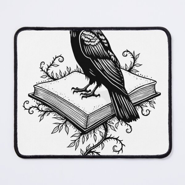 Item preview, Raven and Book Tattoo Flash - Dark Academia Line Art designed and sold by Qubivibe.