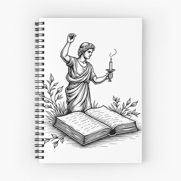 Item preview, Classical Greek Statue with Candle and Open Book Tattoo Flash designed and sold by Qubivibe.
