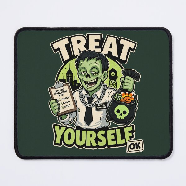 Item preview, Treat Yourself Zombie Office Manager Halloween designed and sold by CloudyCatArt.