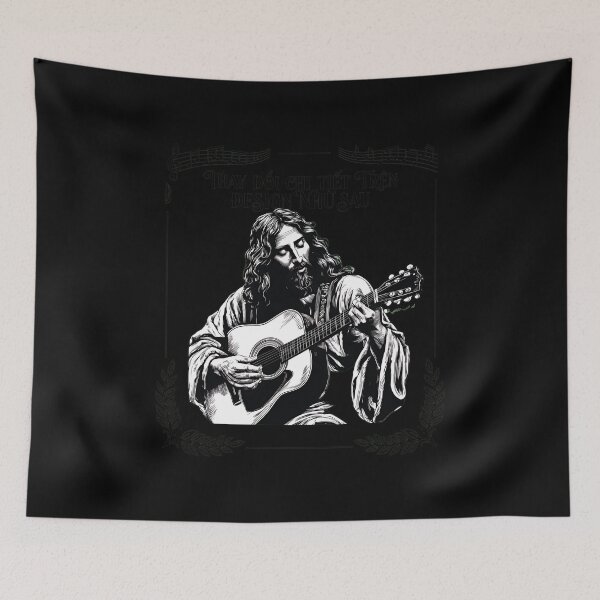 Item preview, Jesus Rocking Acoustic Guitar Art designed and sold by Oswmi16.