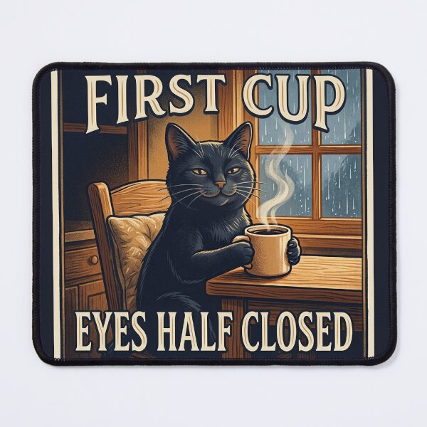 Item preview, First Cup, Eyes Half Closed designed and sold by QuietNovaShop.
