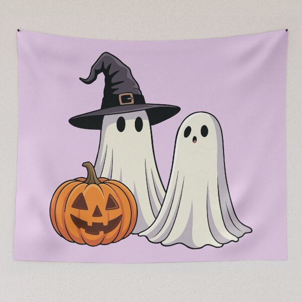 Item preview, Cute Sheet Ghosts with Witch Hat & Pumpkin Halloween designed and sold by BrownHorse90s.