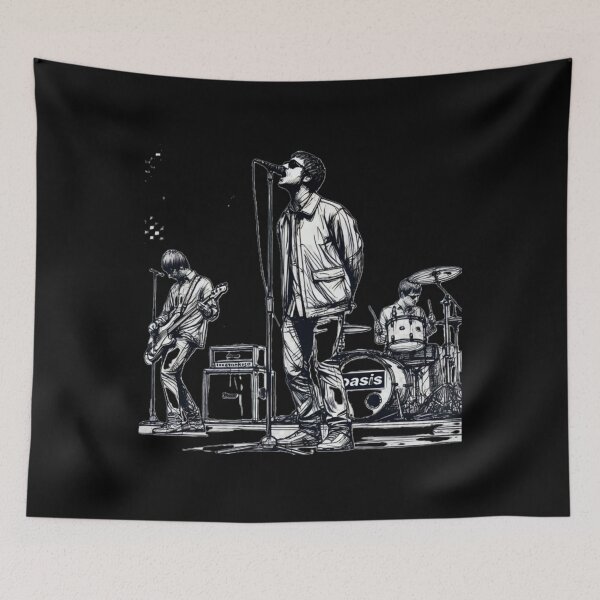 Item preview, Minimalist Line Art of Oasis Performing – Retro Britpop Band designed and sold by adbeel.