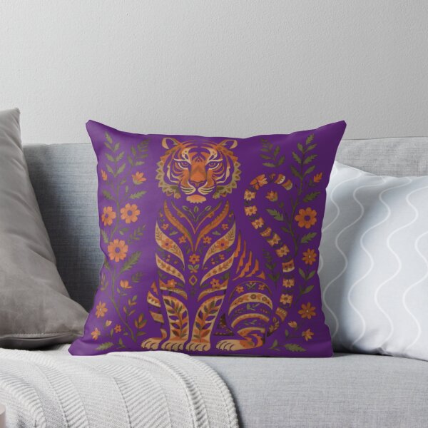 Item preview, Vintage Folk Art Tiger with Floral Botanical Pattern designed and sold by Mousy17.