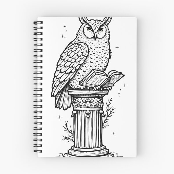 Item preview, Dark Academia Owl on Greek Column Line Art Tattoo Flash designed and sold by Qubivibe.