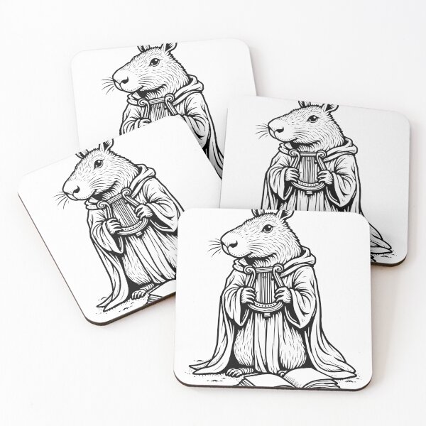 Item preview, Capybara Bard with Lyre - D&D Tattoo Flash Design designed and sold by Qubivibe.