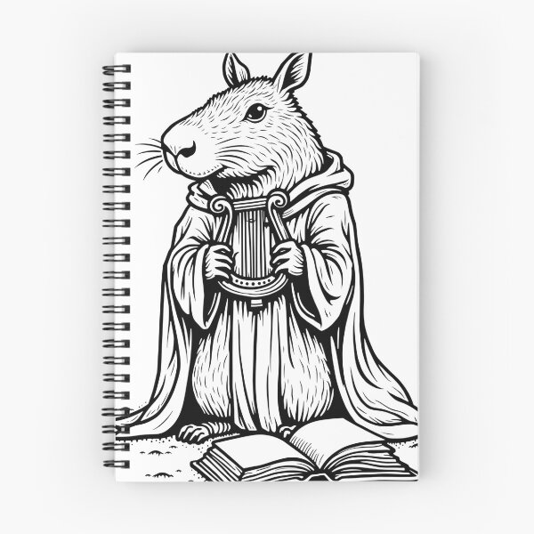 Item preview, Capybara Bard with Lyre - D&D Tattoo Flash Design designed and sold by Qubivibe.