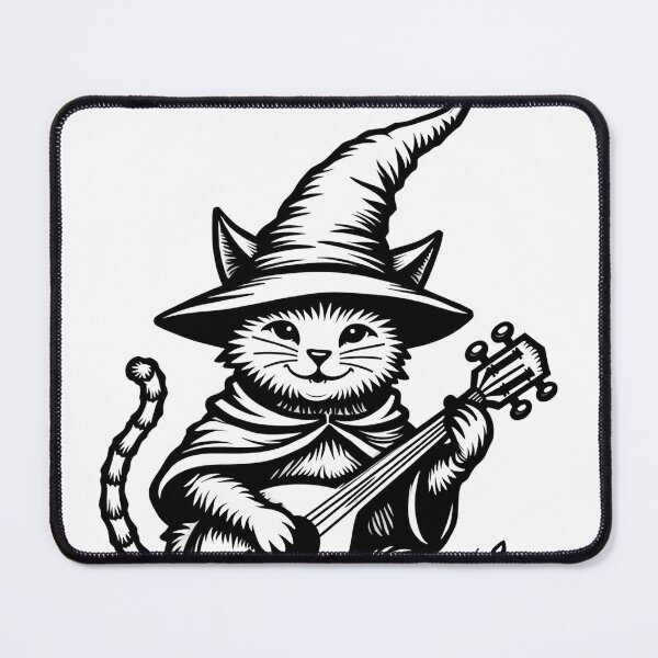 Item preview, Cat Bard in Wizard Hat Playing Lute with D20 Floating Above designed and sold by Qubivibe.