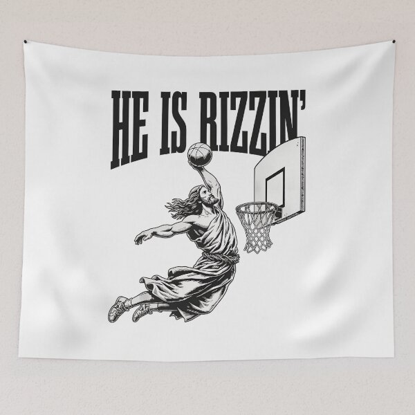 Item preview, He Is Rizzin Basketball Dunk designed and sold by Greatstfgreen.