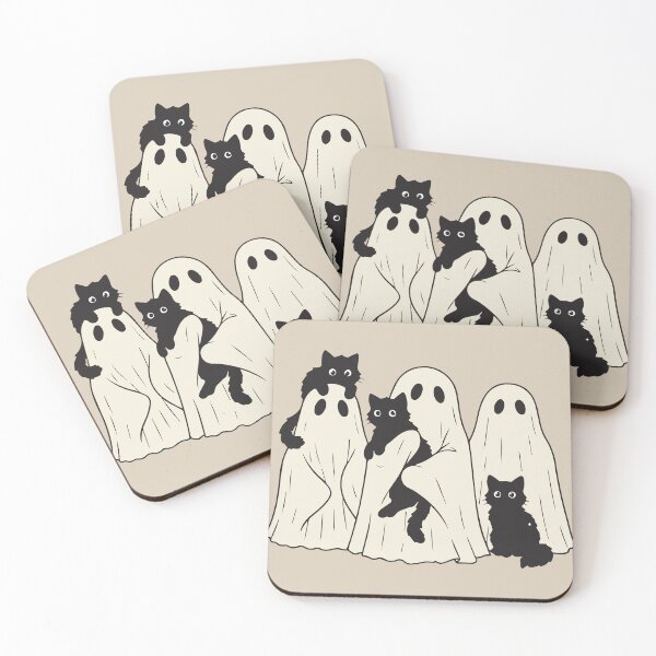 Item preview, Cute Sheet Ghosts and Black Cats Halloween designed and sold by BrownHorse90s.