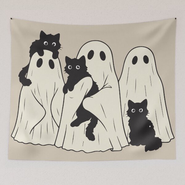 Item preview, Cute Sheet Ghosts and Black Cats Halloween designed and sold by BrownHorse90s.