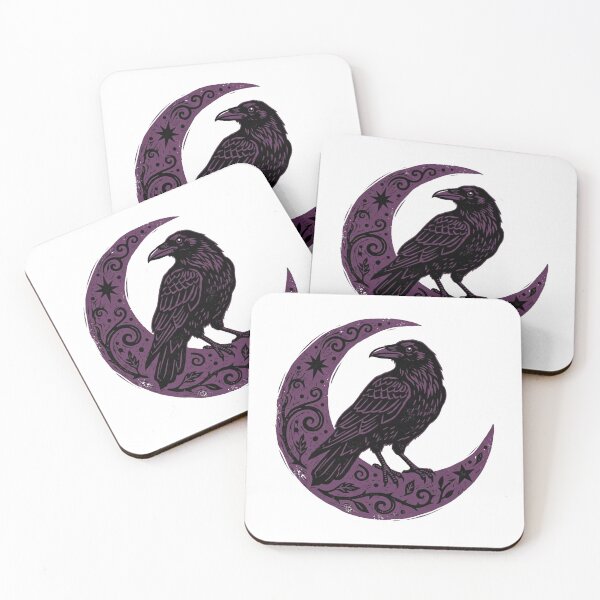Item preview, Gothic Raven Crescent Moon Woodcut Witchy Crow Autumn Halloween Shirt designed and sold by TeNovaStudio.