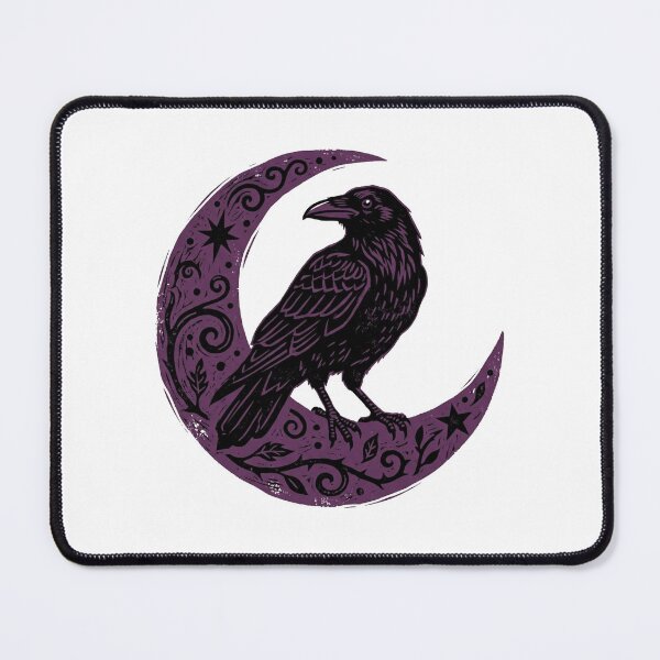 Item preview, Gothic Raven Crescent Moon Woodcut Witchy Crow Autumn Halloween Shirt designed and sold by TeNovaStudio.