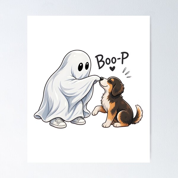 Item preview, Cute Ghost Boo-p Dog Puppy Flower Art designed and sold by OlyvieArt.