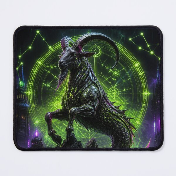 Item preview, Cyberpunk Capricorn Zodiac - Biomechanical Sea Goat designed and sold by LazyDayzCo.