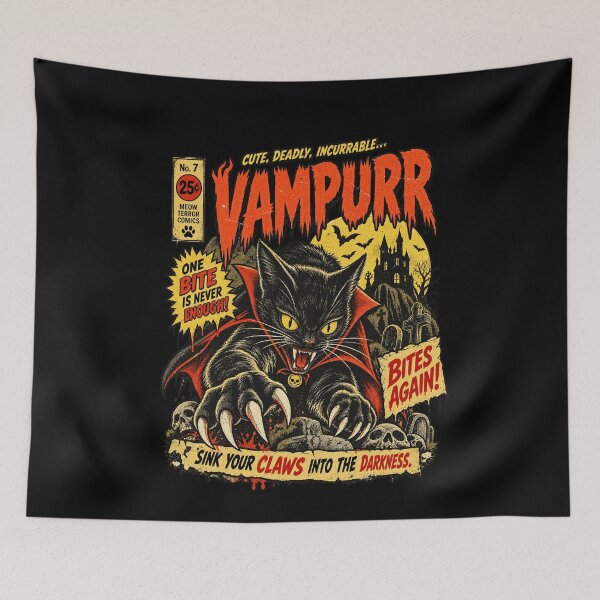 Item preview, Vampurr Cute Deadly Vampire Cat Horror Comic Book Design designed and sold by TheHellIWontSh.
