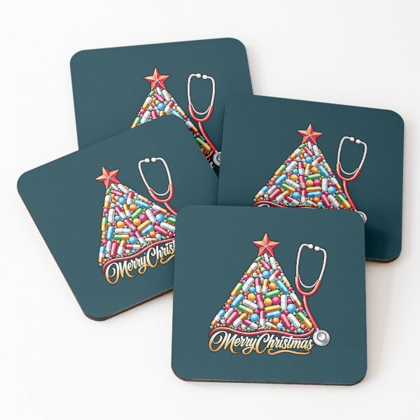Item preview, Merry Christmas Pill Tree Stethoscope Illustration designed and sold by unikusa.