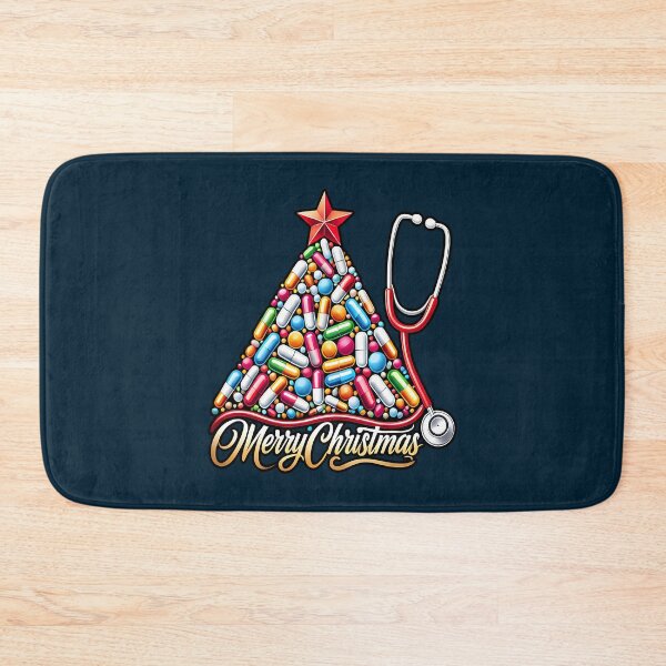 Item preview, Merry Christmas Pill Tree Stethoscope Illustration designed and sold by unikusa.