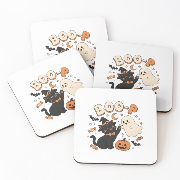 Item preview, Cute Halloween Cat and Ghost Boo P Design designed and sold by OlyvieArt.
