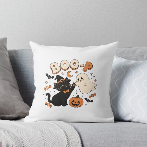 Item preview, Cute Halloween Cat and Ghost Boo P Design designed and sold by OlyvieArt.
