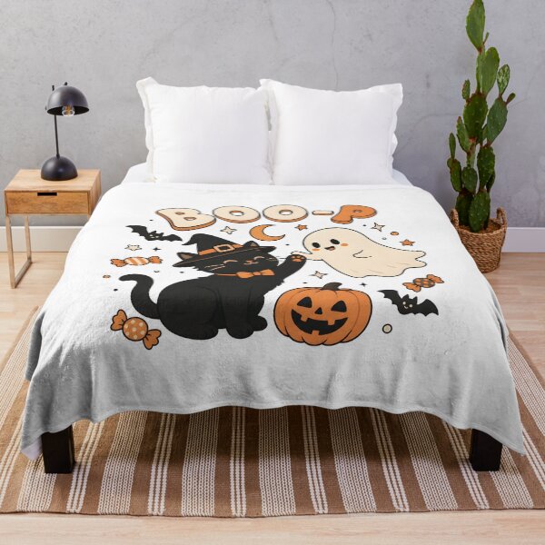 Item preview, Cute Halloween Cat and Ghost Boo P Design designed and sold by OlyvieArt.