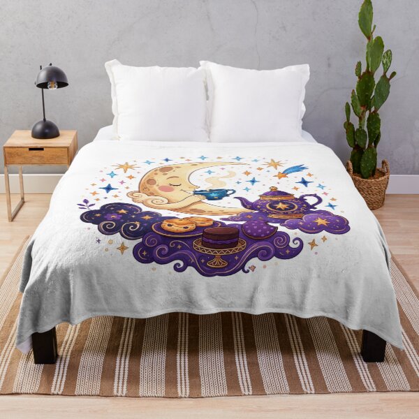Item preview, Moon drinking tea surrounded by stars. designed and sold by DVerse Studio.