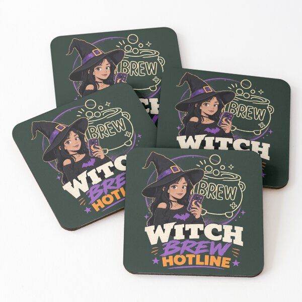 Item preview, Witch Brew Hotline Anime Halloween Modern Witch designed and sold by CloudyCatArt.