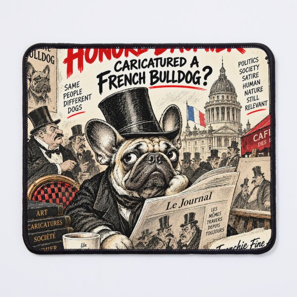 Item preview, The Philosophical Frenchie – Honoré Daumier Inspired Parisian Caricature designed and sold by cipoprimo.