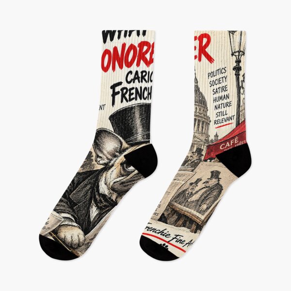 Item preview, The Philosophical Frenchie – Honoré Daumier Inspired Parisian Caricature designed and sold by cipoprimo.