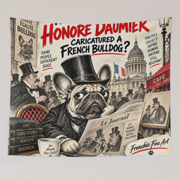 Item preview, The Philosophical Frenchie – Honoré Daumier Inspired Parisian Caricature designed and sold by cipoprimo.