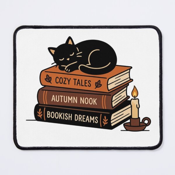 Item preview, Cozy Autumn Book Stack Sleeping Black Cat Candlelight Reader Shirt designed and sold by TeNovaStudio.
