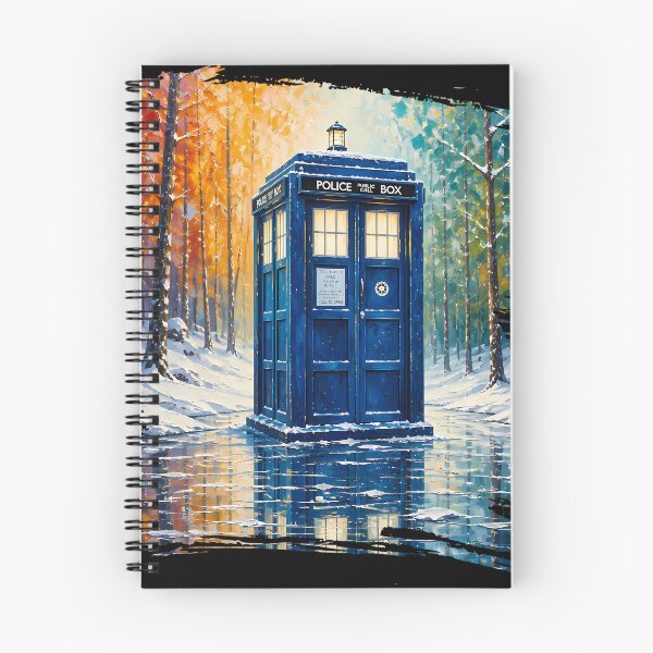 Item preview, Blue Police Box in Snowy Forest Sci-Fi Art designed and sold by 4Titik.